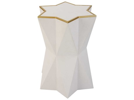 Uttermost Capella Faux Leather White Shagreen Gold Leaf End Table