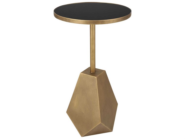 Photos - Coffee Table Uttermost Comet Round Glass Antique Bronze End Table 25211 
