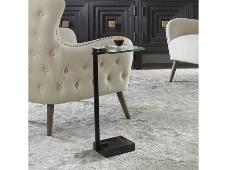 Uttermost Butler Rectangular Glass Satin Black End Table