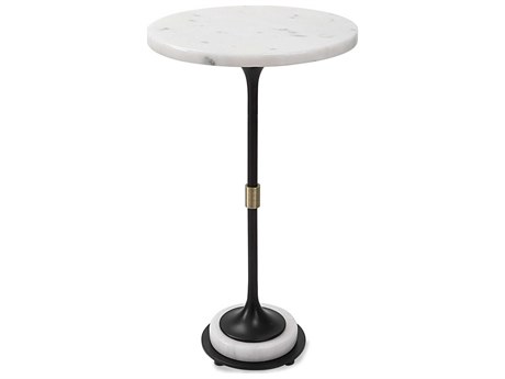 Uttermost Sentry Round Marble White Black End Table