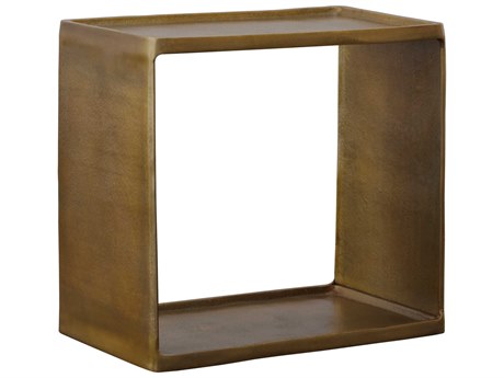 Uttermost Derwent Rectangular Metal Antique Brass End Table