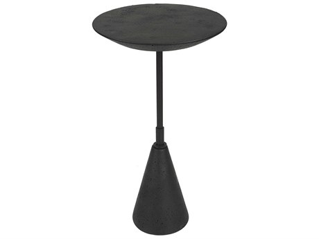 Uttermost Midnight Round Stone Black End Table