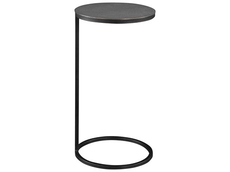 Uttermost Brunei Round Metal Antique Nickel Aged Black End Table