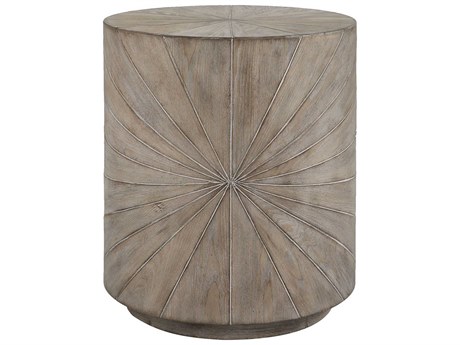 Uttermost Starshine Round Wood Warm Gray End Table
