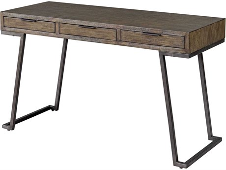 Uttermost Comrade Natural Aged Steel Brown Mango Wood Writing Desk