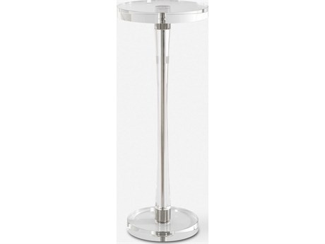 Uttermost Pria 8" Round Clear Brushed Nickel End Table