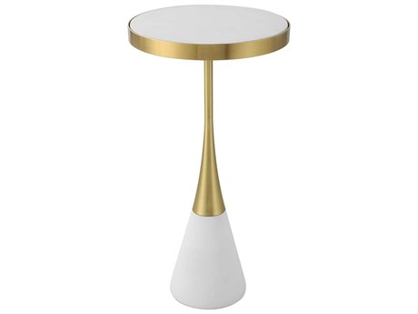 Uttermost Apex Round Concrete Matte White End Table