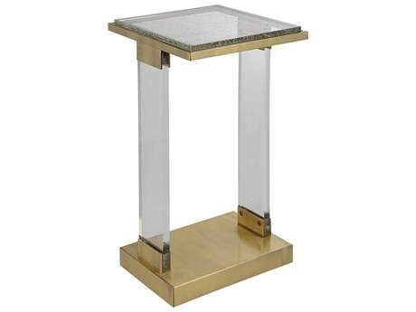 Uttermost Muse Square Glass Antique Brushed Brass End Table