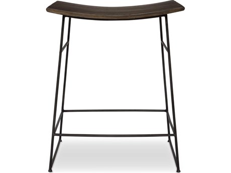 Uttermost Thura Rich Walnut Dark Gunmetal Mango Wood Counter Stool