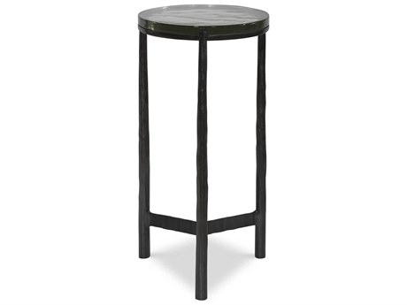 Uttermost Eternity Round Glass Dark Gunmetal End Table