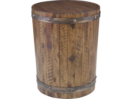 Uttermost Ceylon Round Wood Weathered Walnut Stain End Table