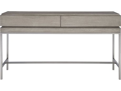 Uttermost Kamala Rectangular Wood Light Mushroom Gray Brushed Nickel Console Table