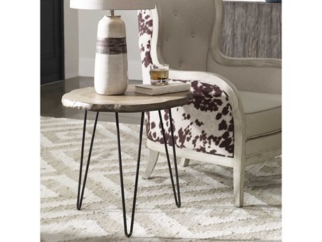 Uttermost Runay Round Wood Aged Black End Table