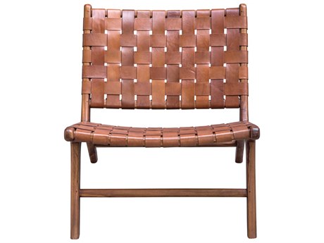 Uttermost Plait Brown Leather Accent Chair
