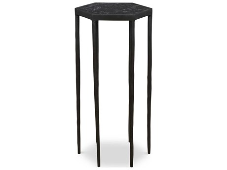 Uttermost Aviary Hexagon Marble Satin Black End Table