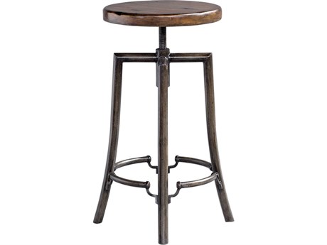 Uttermost Westlyn Adjustable Swivel Bar Stool Counter Burnished Dark Walnut