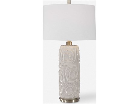 Uttermost Zade Light Warm Gray Round Hardback Shade Nickel Buffet Lamp