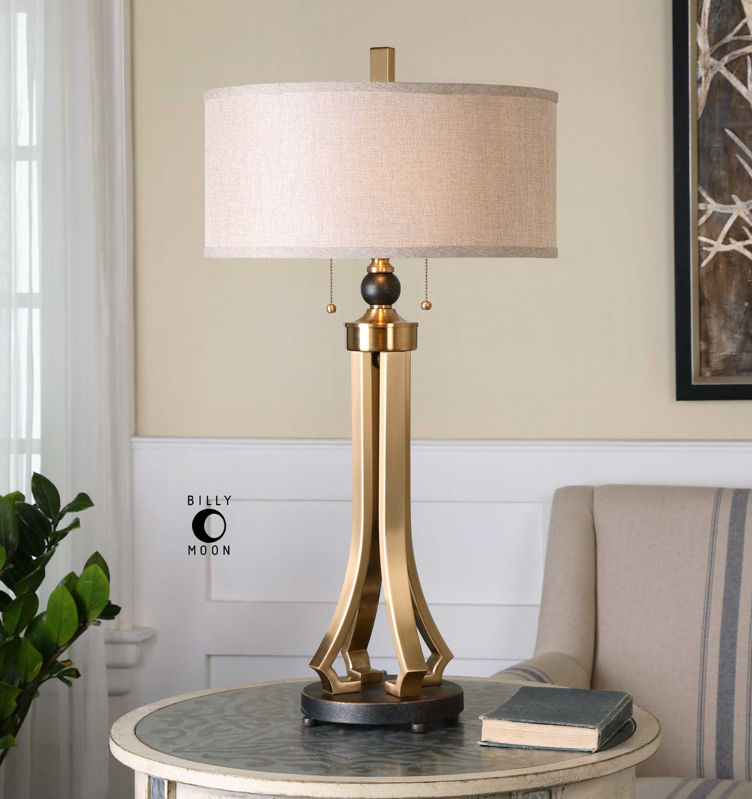 Uttermost Selvino Brushed Brass Two-Light Table Lamp | UT266311