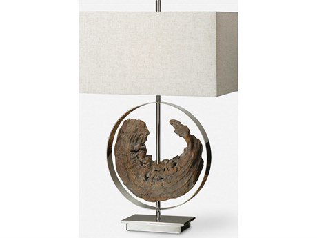 Uttermost Ambler Polished Nickel Rectangle Hardback Table Lamp