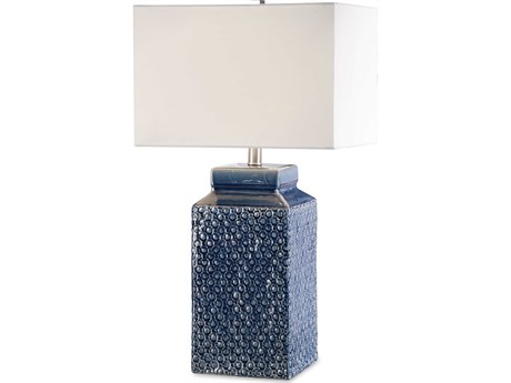 Uttermost Pero Fired Sapphire Blue Rectangle Hardback Table Lamp