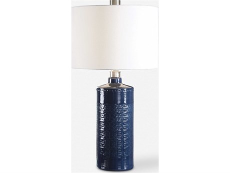 Uttermost Thalia Royal Blue Round Hardback Drum Nickel Buffet Lamp
