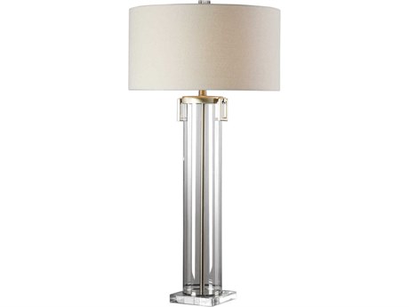 Uttermost Monette Crystal Round Hardback Drum Clear Buffet Lamp