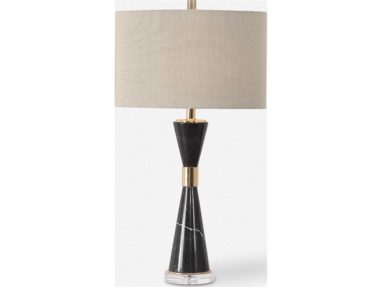 Photos - Floodlight / Street Light Uttermost Alastair Crystal Black Marble Oval Hardback Gold Buffet Lamp 27886 