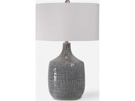 Uttermost Felipe Round Drum Hardback Shade Gray Buffet Lamp