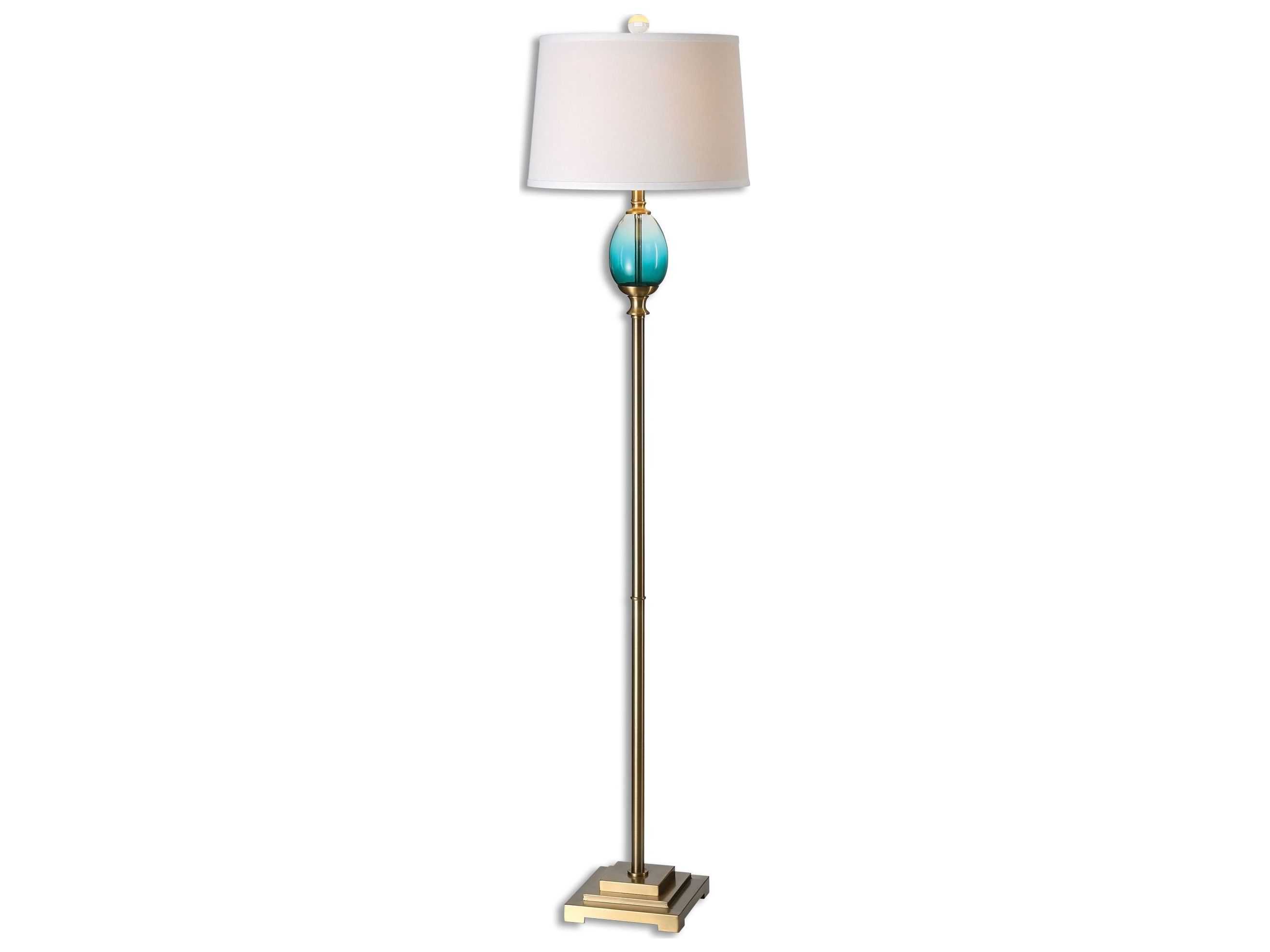 Uttermost Cavaillon Brushed Brass & BlueGreen Glass Floor Lamp UT28069