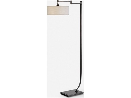 Uttermost Lamine Plated Dark Bronze Round Hardback Drum Floor Lamp
