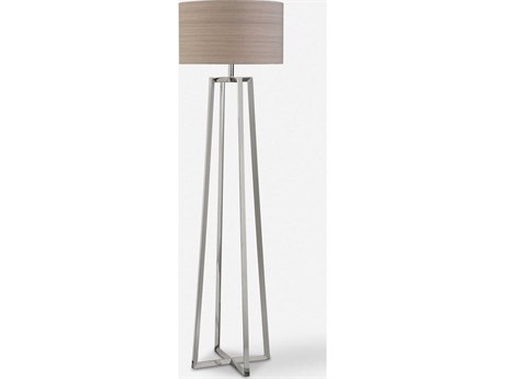 Uttermost Keokee Polished Stainless Steel Round Hardback Drum Floor Lamp