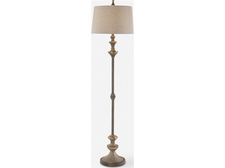 Uttermost Vetralla Textured Silver Tapered Round Hardback Bronze Floor Lamp