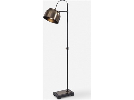 Uttermost Bessemer Antique Brass Aged Black Floor Lamp
