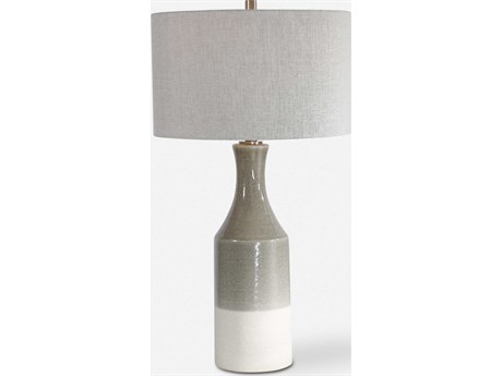 Uttermost Savin Warm Gray Round Drum Hardback White Buffet Lamp