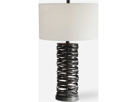 Uttermost Alita Aged Rust Black Drum Hardback Rolled Edge Buffet Lamp