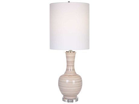 Uttermost Chalice Taupe Tan Charcoal Nickel Crystal Buffet Lamp