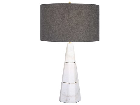 Uttermost Citadel White Antique Brass Gray Buffet Lamp
