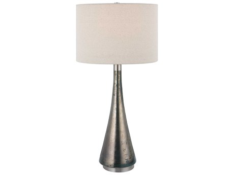 Uttermost Contour Brushed Nickel Round Hardback Drum White Glass Buffet Lamp
