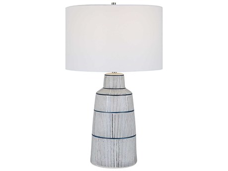 Uttermost Breton Rich Navy Blue Round Hardback Drum Buffet Lamp
