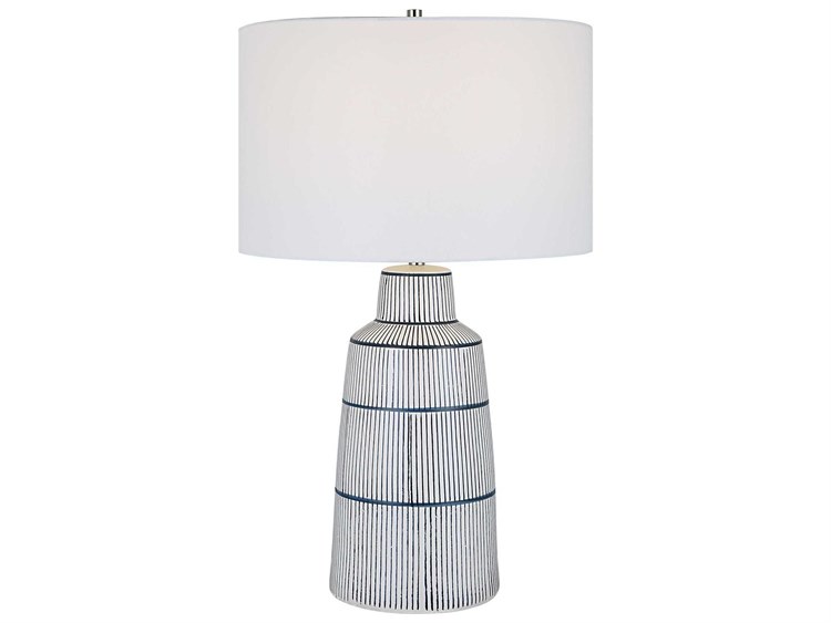 Photos - Floodlight / Street Light Uttermost Breton Rich Navy Blue Round Hardback Drum Buffet Lamp 30059-1 