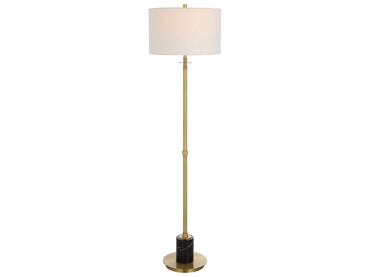 Photos - Floodlight / Street Light Uttermost Guard Antique Brass Round Drum Hardback Shade Floor Lamp 30137-1 