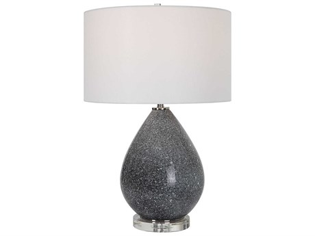 Uttermost Nebula Black White Round Drum Hardback Shade Crystal Buffet Lamp