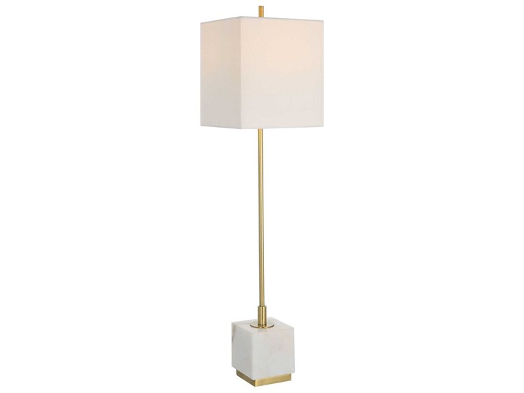 Photos - Floodlight / Street Light Uttermost Escort Brushed Brass Square Shade Buffet Lamp 30156-1 