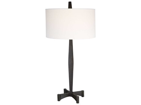 Uttermost Counteract Aged Black Round Hardback Shade Buffet Lamp
