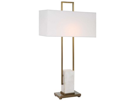 Uttermost Column White Rectangle Hardback Rolled Edge Buffet Lamp