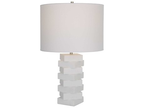 Uttermost Ascent White Round Hardback Drum Table Lamp