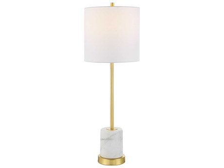 Uttermost Turret Brushed Gold Round Hardback Drum Buffet Lamp