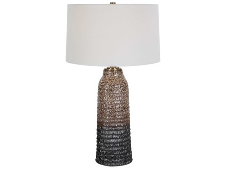 Uttermost Padma Mottled Ombre Round Hardback Shade Brown Buffet Lamp