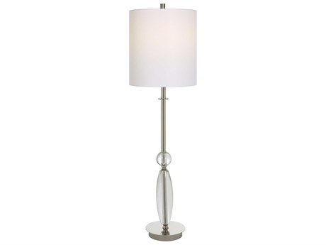 Uttermost Sceptre Polished Nickel Round Drum Hardback Shade Crystal Buffet Lamp