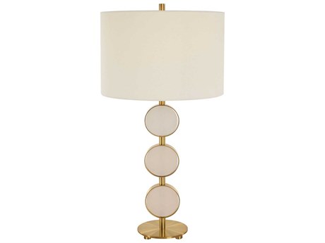 Uttermost Three Rings Brushed Brass Round Hardback Shade Buffet Lamp